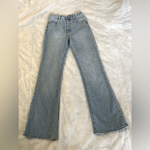 ROLLAS DUSTERS HIGH RISE SLIM BOOTCUT SZ 27 Rise 11” Waist 14” Inseam 32” L 43” - Picture 1 of 14